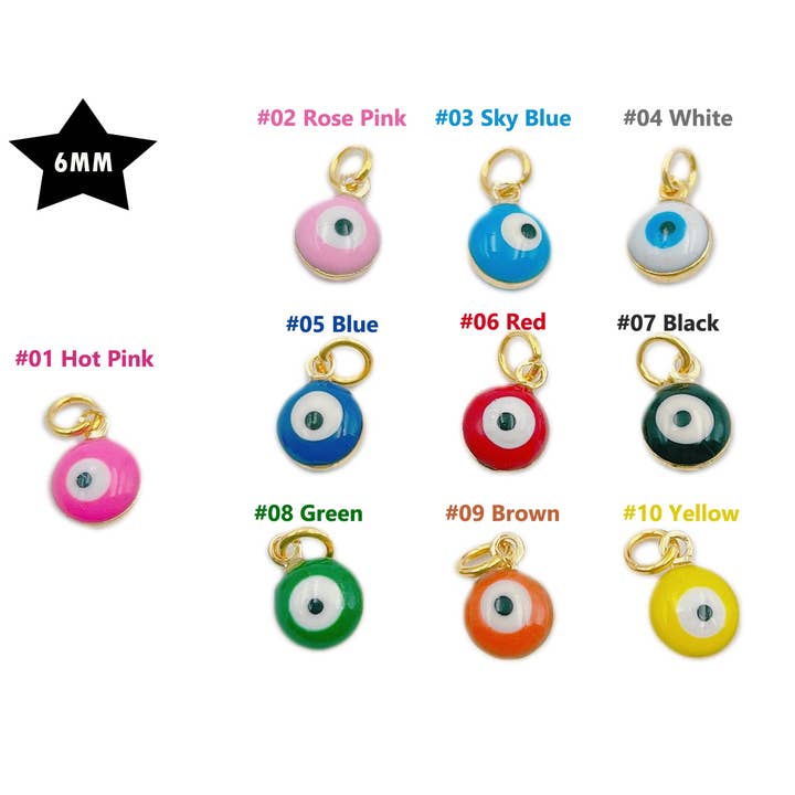Beads Creation - Wholesale Individual Charm/Pendant - Gold-Filled Enamel Evil Eye Charm Pendant