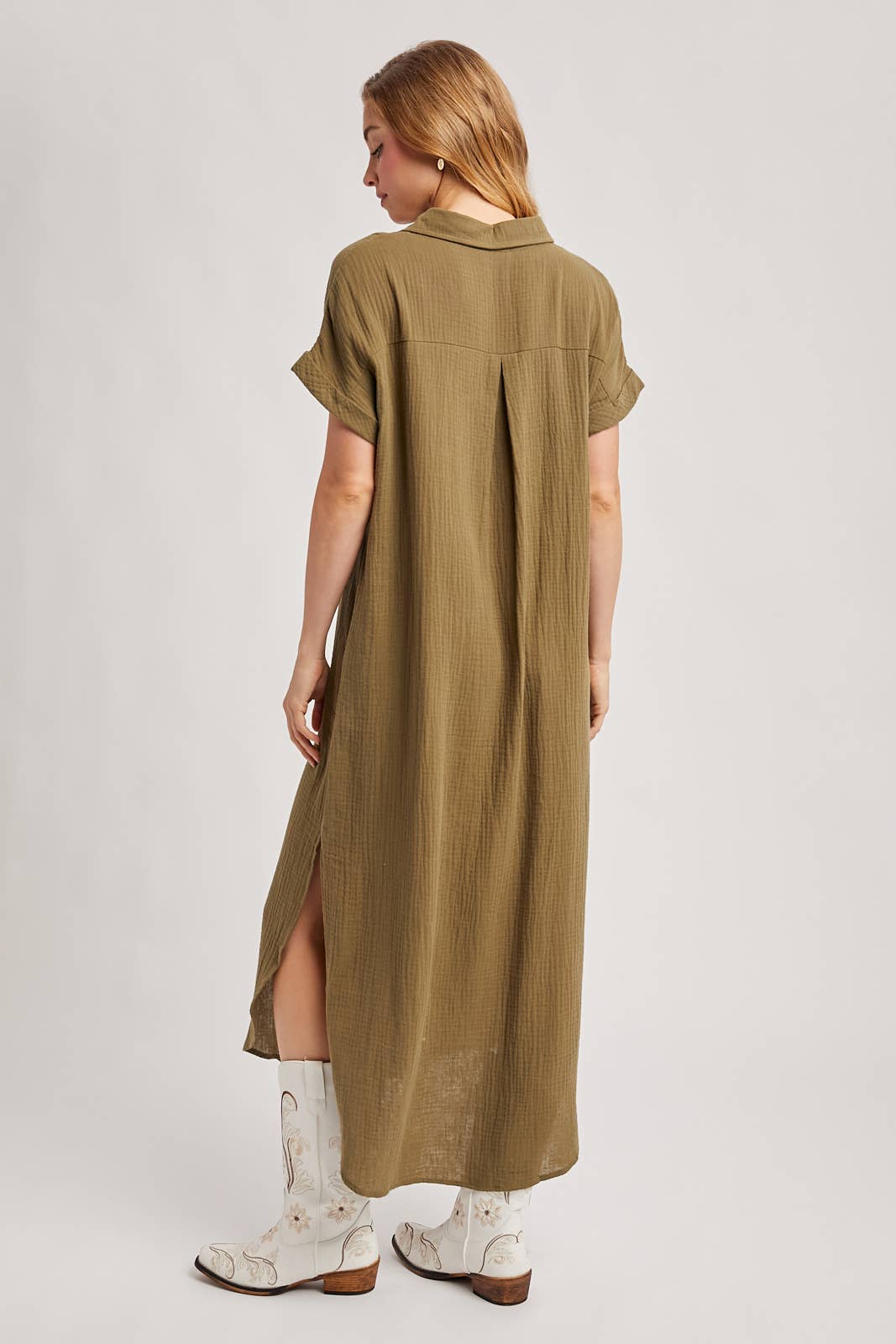 Bluivy - Wholesale Dress - Women's - BUTTON UP MAXI SHIRT DRESS WITH POCKET92