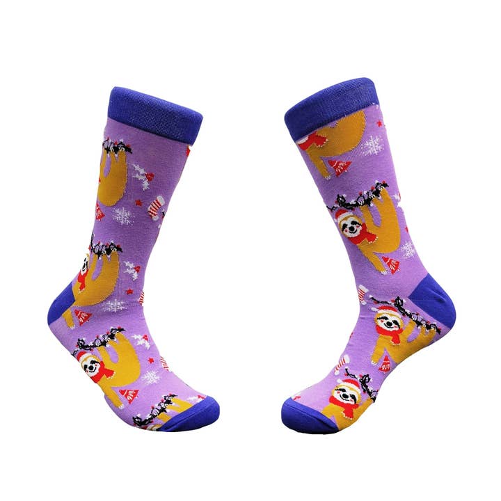 Festive Christmas Sloth Socks from the Sock Panda (Adult Lar for wholesale by Sock Panda