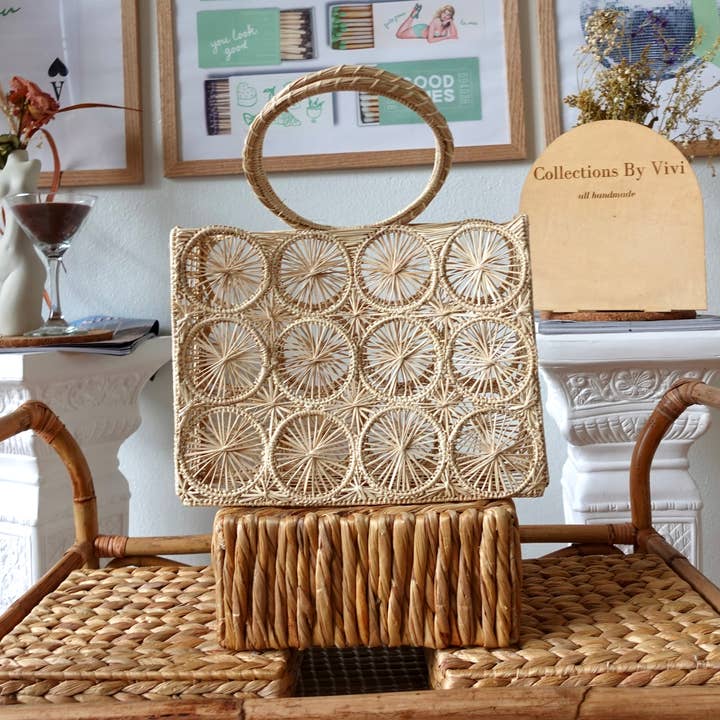 Rattan Bag HandWoven Bohemian Handbag for wholesale by Collections By Vivi