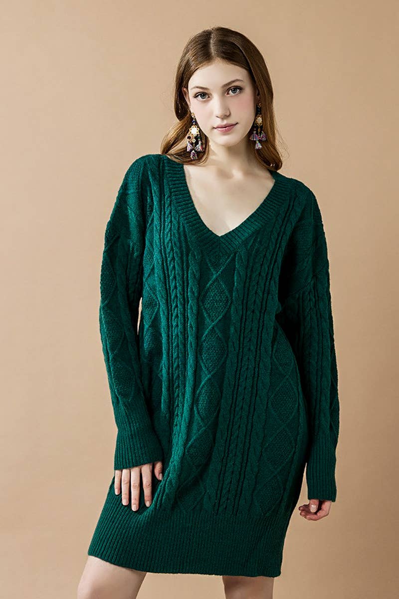 noflik - Wholesale Dress - Women's -  IND1023 Cable Knit Dress-12pcs Pack $4.99/unit (71%OFF)16