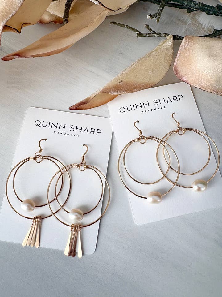 Dobbelt cirkelbøjle ferskvandsperle for engroshandel hos Quinn Sharp Handmade