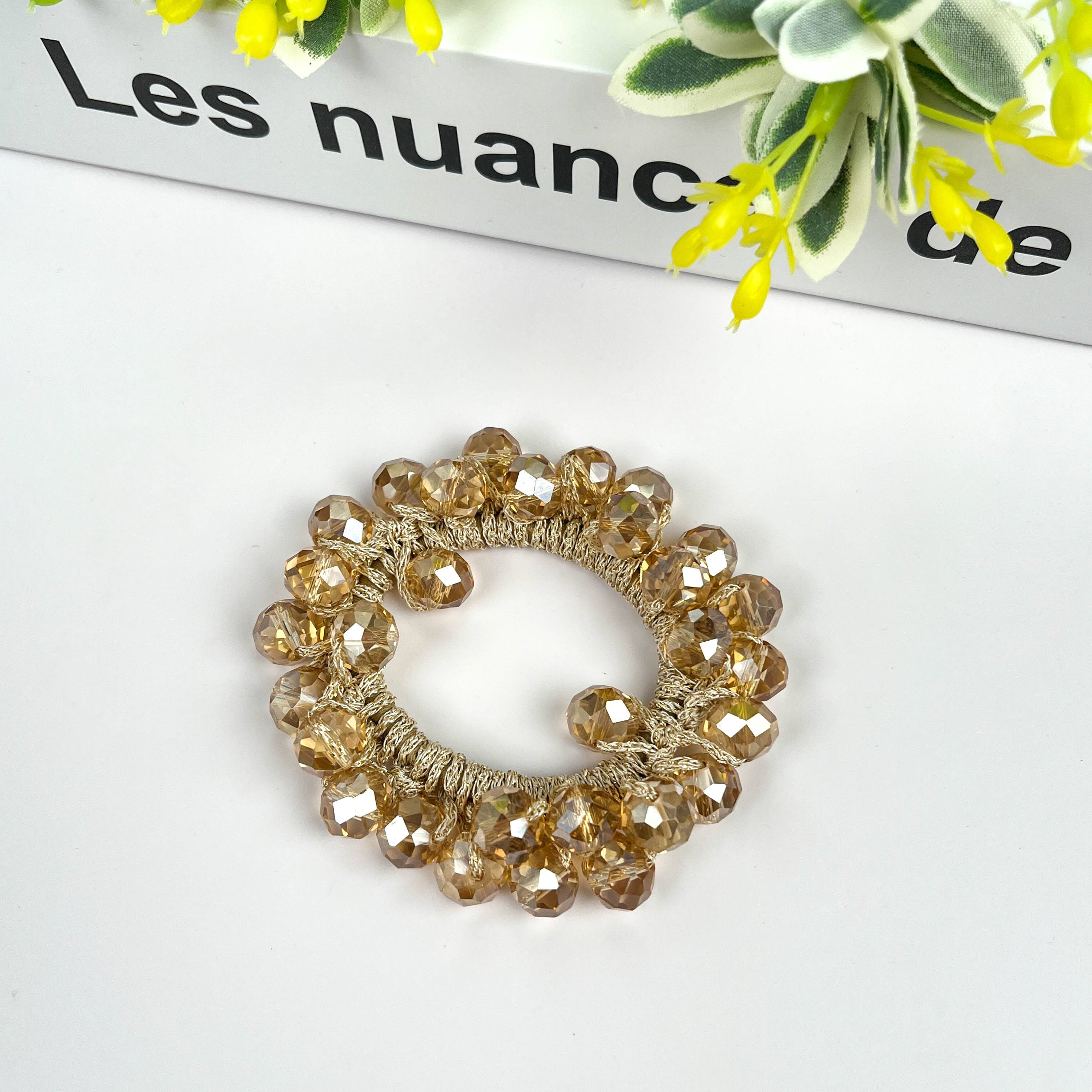 TheDivaSoap - Vente Élastique à cheveux - Élastique à cheveux en cristal élégant, bracelet en strass0