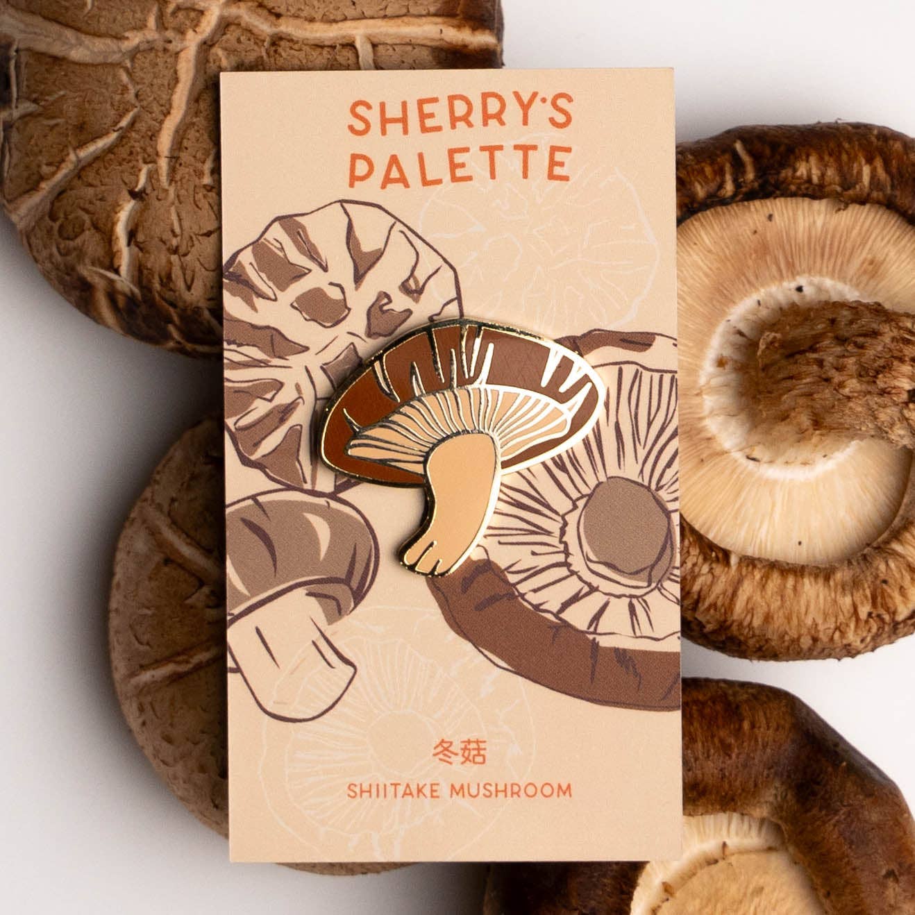 Sherry's Palette - Wholesale Lapel Pin/Button - Shiitake Mushroom Enamel Pin1