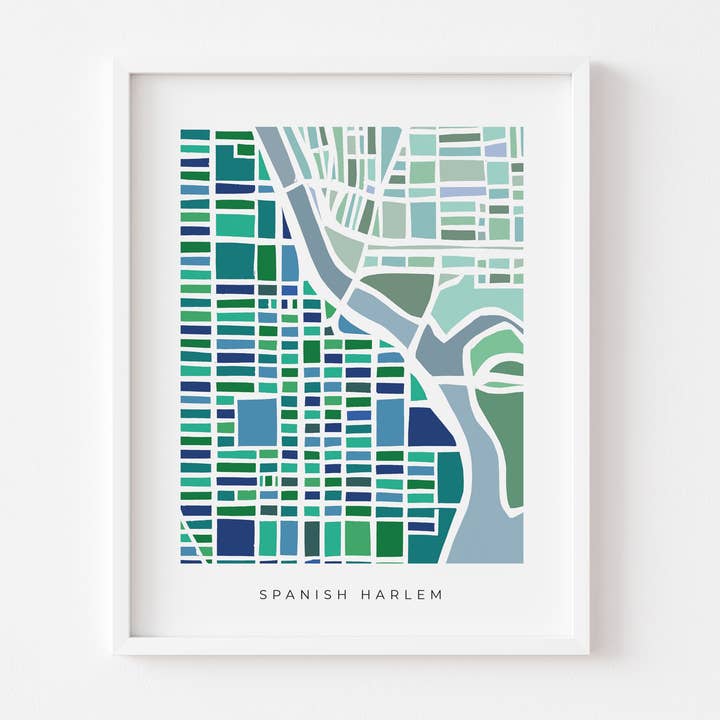 Lámina mural de Spanish Harlem, mapa minimalista y colorido para venta al por mayor de Faraway Places Paper
