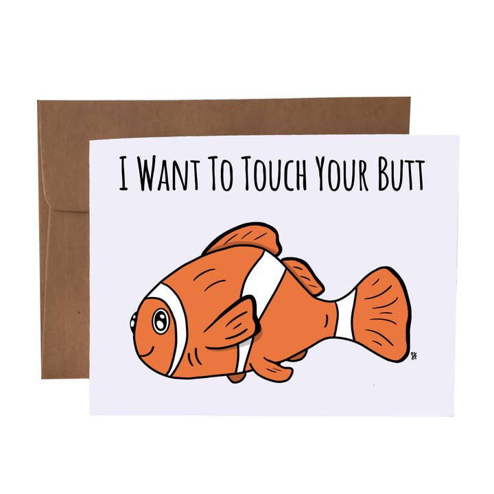 Jag vill röra vid din rumpa | Clownfish vuxen gratulationskort för wholesale av SKP ink