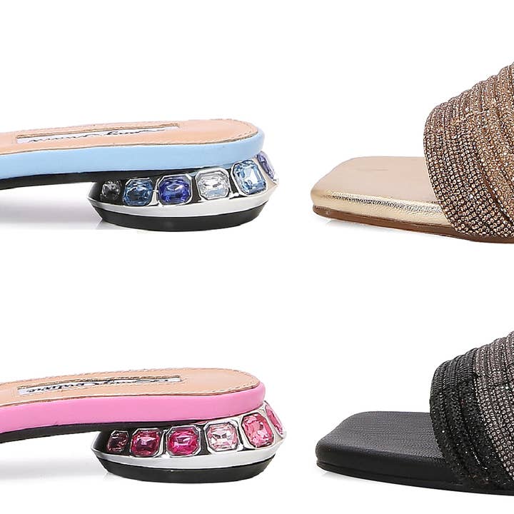 Asombrosas correas multicolor con pedrería y tacón múltiple para venta al por mayor de LADY COUTURE