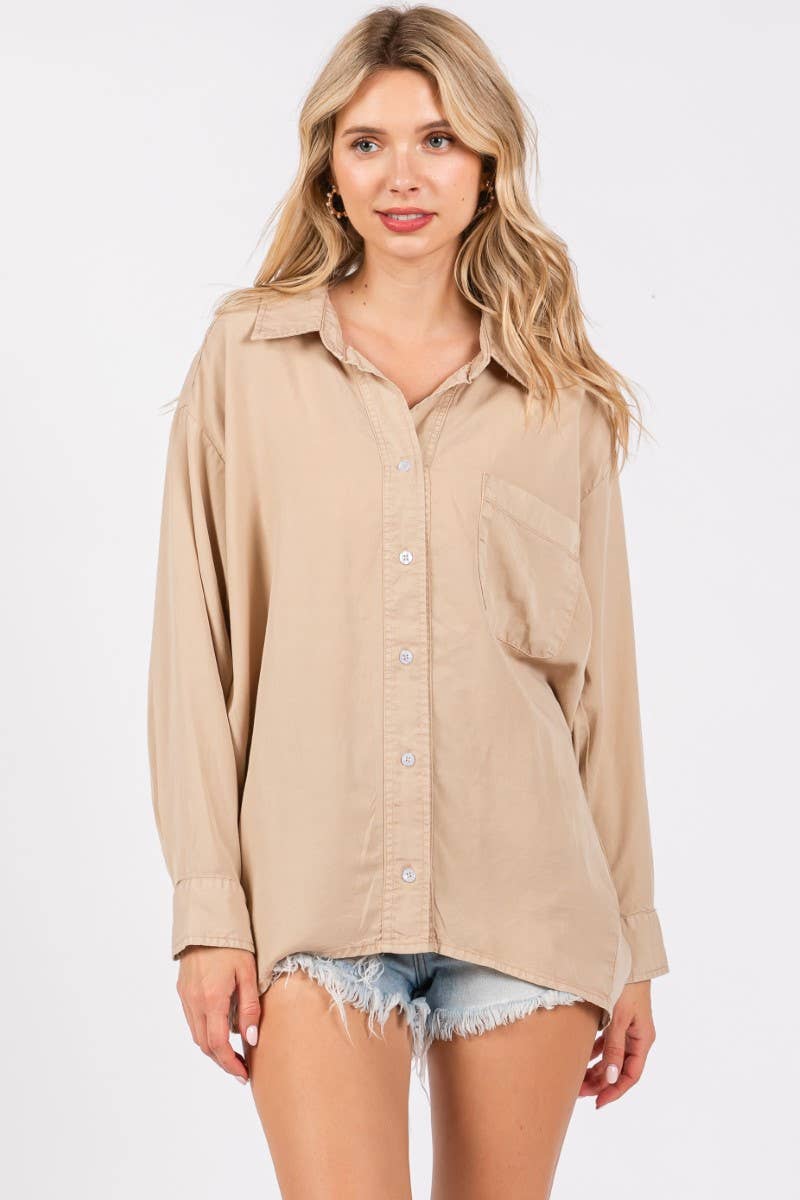 ZiA Apparel - Wholesale Button Down Shirt - Women's - V-NECK LAPEL COLLAR SHIRT 16