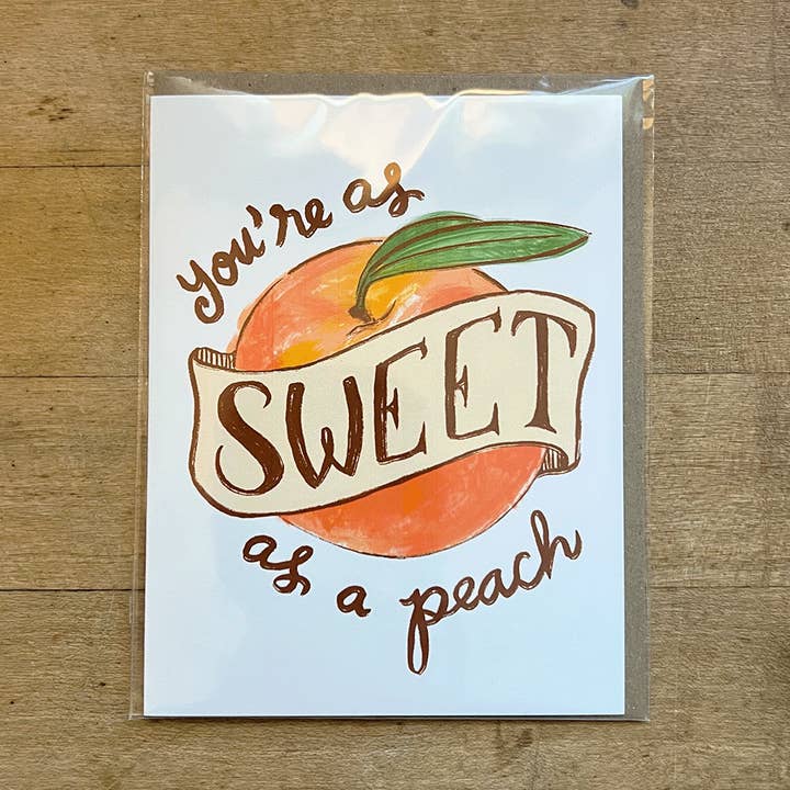You're as Sweet as a Peach Greeting Card for wholesale by L. R. Fern