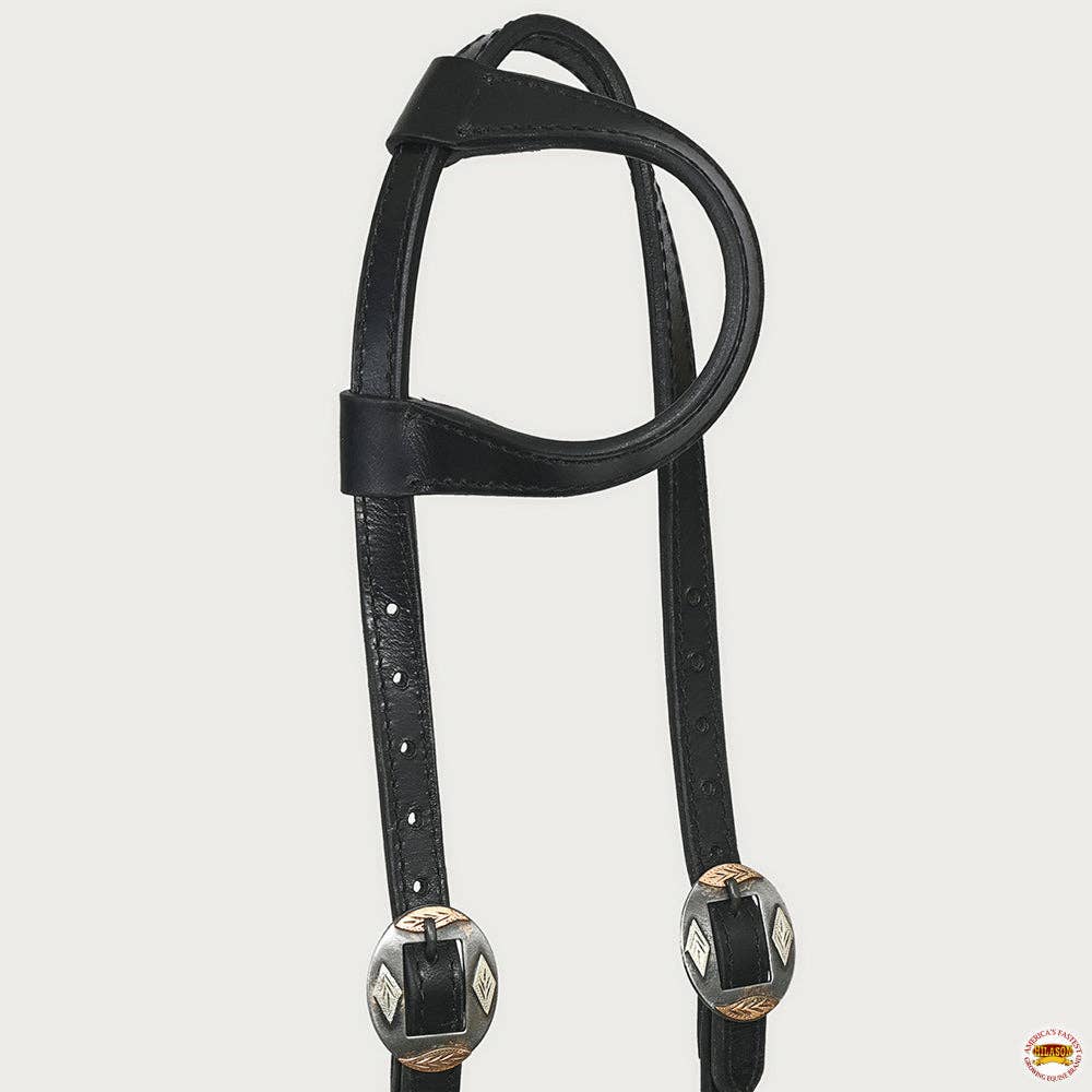 HILASON - Wholesale Horseback Riding Gear - Hilason Horse Genuine Leather One Ear Headstall Bridle GS Concho Black16