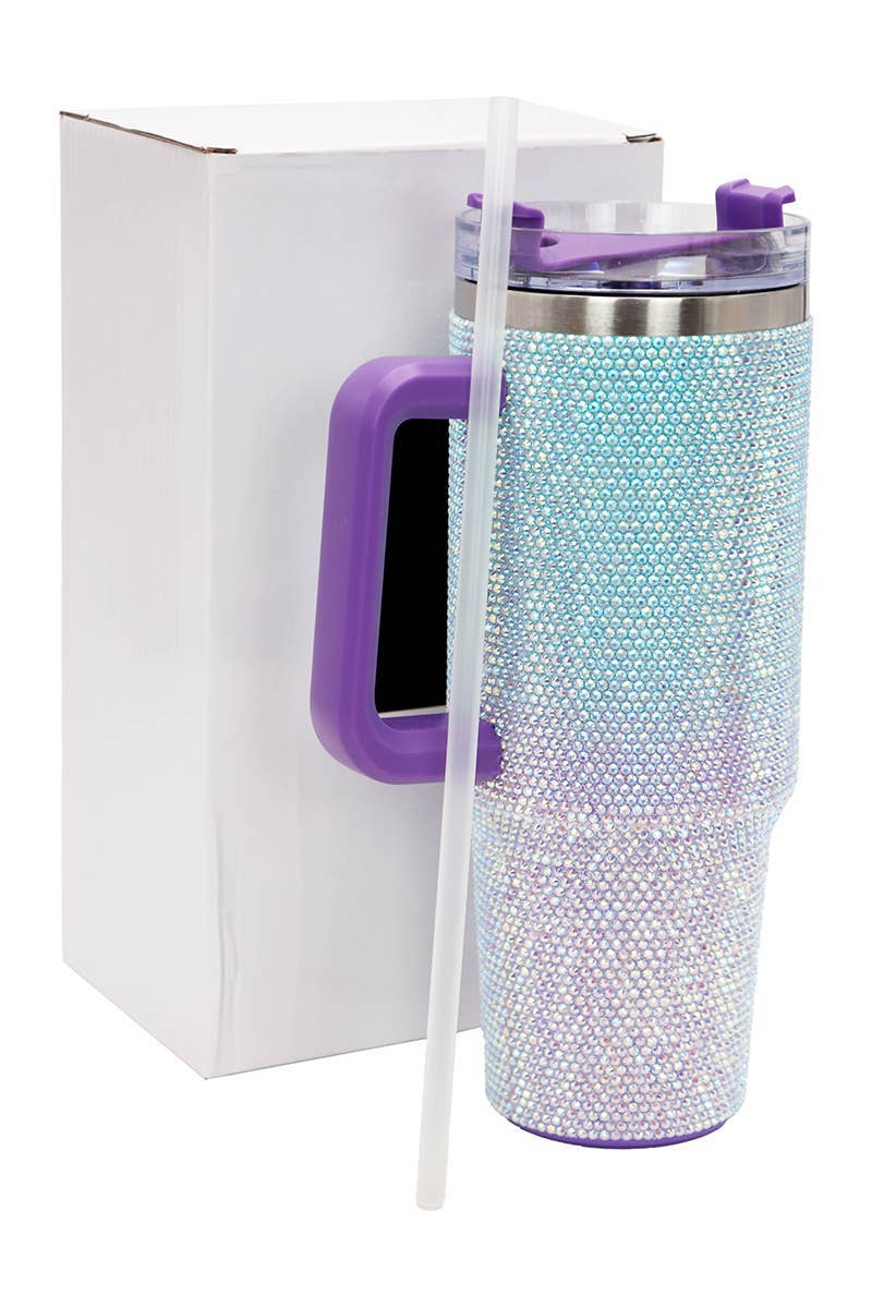 ASSORTI Gobelet isotherme en acier inoxydable à double paroi avec strass et effet ombré bicolore en vente sur Faire4