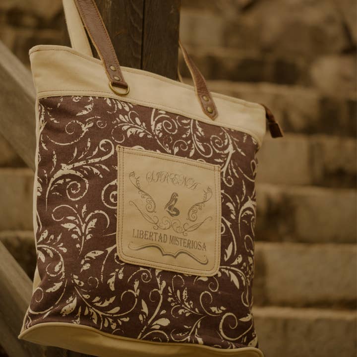 Tote en toile florale d'algues marines ajoute une sirène côtière pour la vente par ANNGOTI