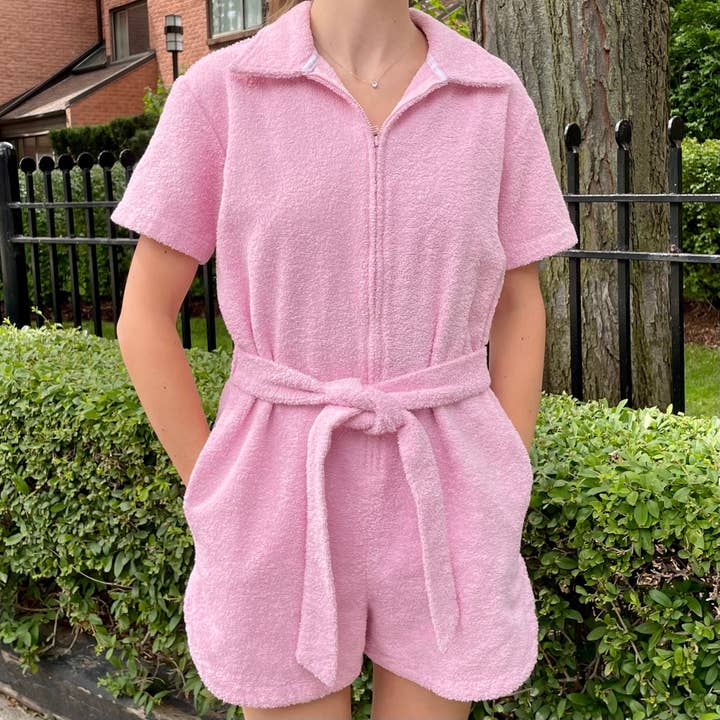 Terry Jumpsuit - Pink Color for wholesale by Tuck Shop
