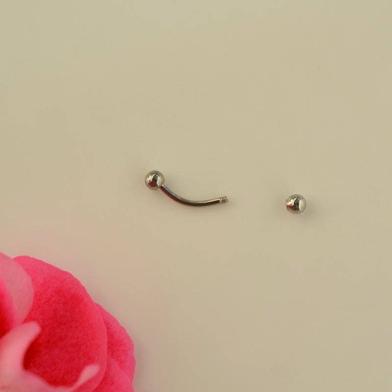 StockJWL - Wholesale Single Earring - Eyebrow Bar Piercing Curved Barbell Vertical Labret Piercing Rook Daith Cartilage Helix Tragus 6mm 8mm 10mm 12mm9