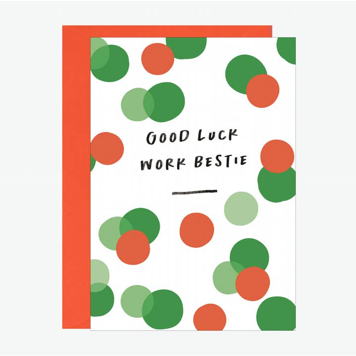 Dotty Good Luck Work Bestie Neon Print Card for wholesale by Lottie Simpson