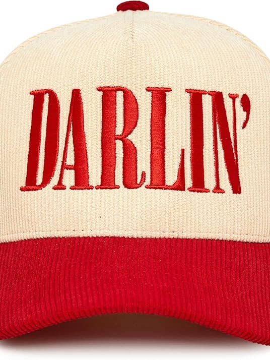 Two Tone Corduroy Hat - Darlin' - Red/Beige for wholesale by Funky Junque