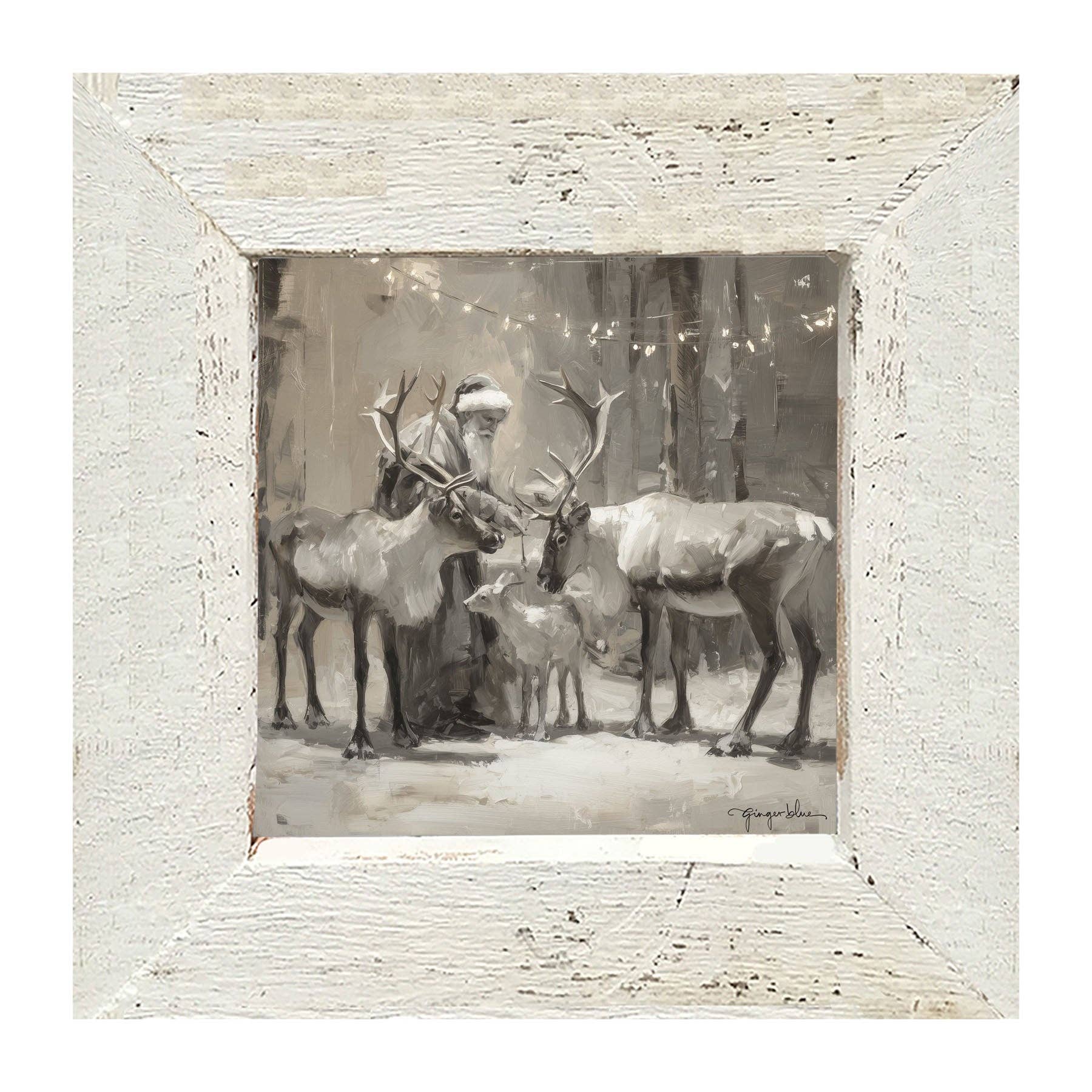 ginger blue - Vente Art mural pour les fêtes - Père Noël et rennes sous les lumières de Noël14