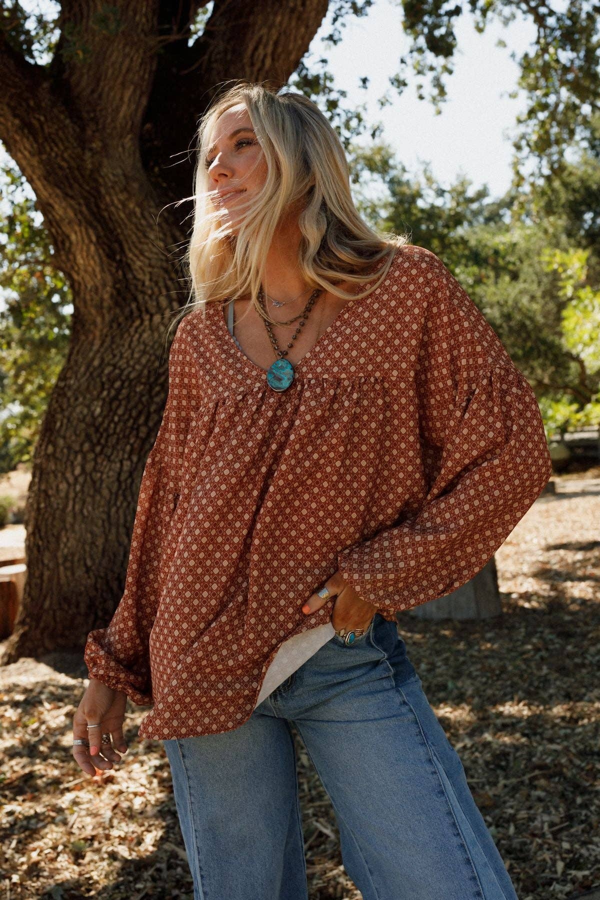 Three Bird Nest - Vente Chemisier – femme - Top imprimé Kendrix - Ginger3