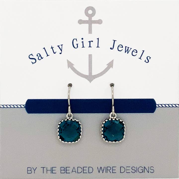 #AAAFTR95 -Petite Filigran Fyrkantig Inramad Drop-Navy Silver för wholesale av The Beaded Wire Designs