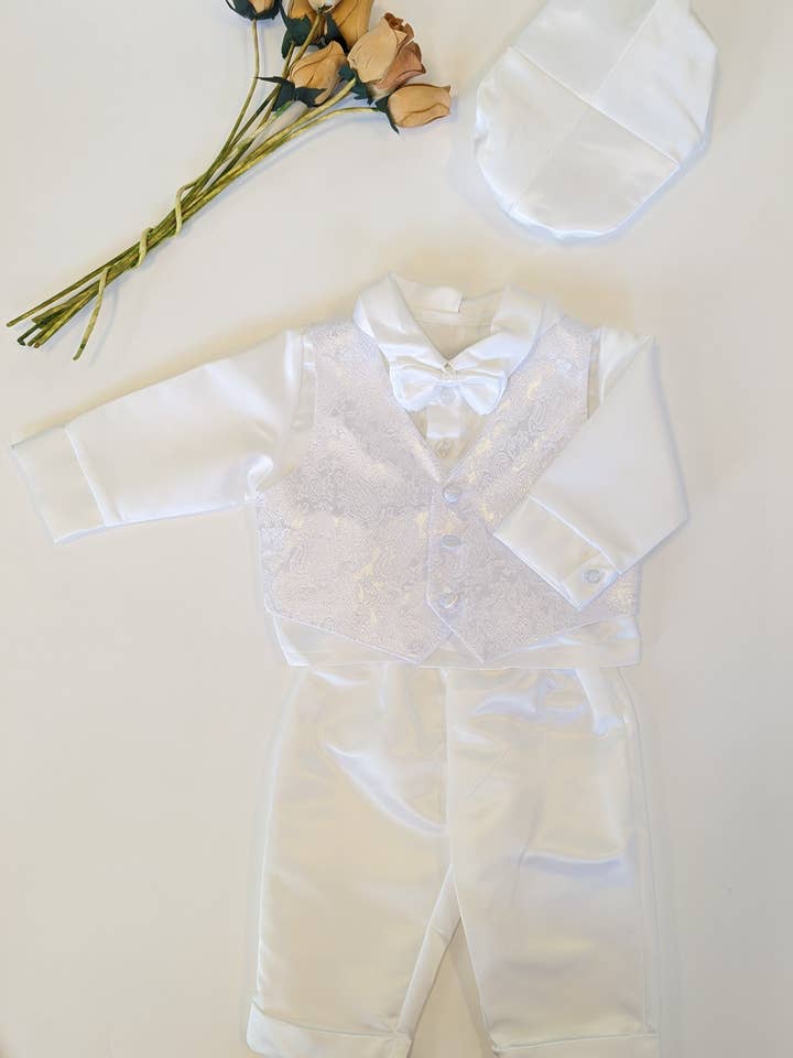 Hvid Baby Boy Satinvest Dåbsbodysuit Chr-3 for engroshandel på Faire2