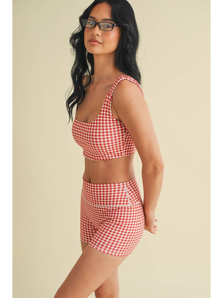 KIMBERLY C - Wholesale Sports Bra - Women's - Gingham Print Ruched Bra Top34