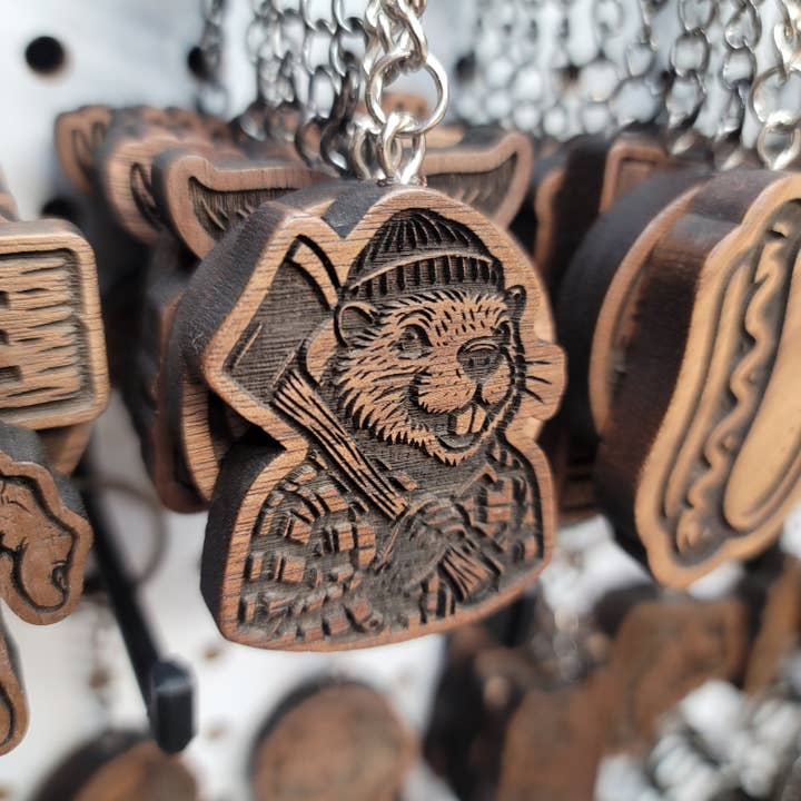Lumberjack Beaver Keychain for wholesale by Two Makers Crew