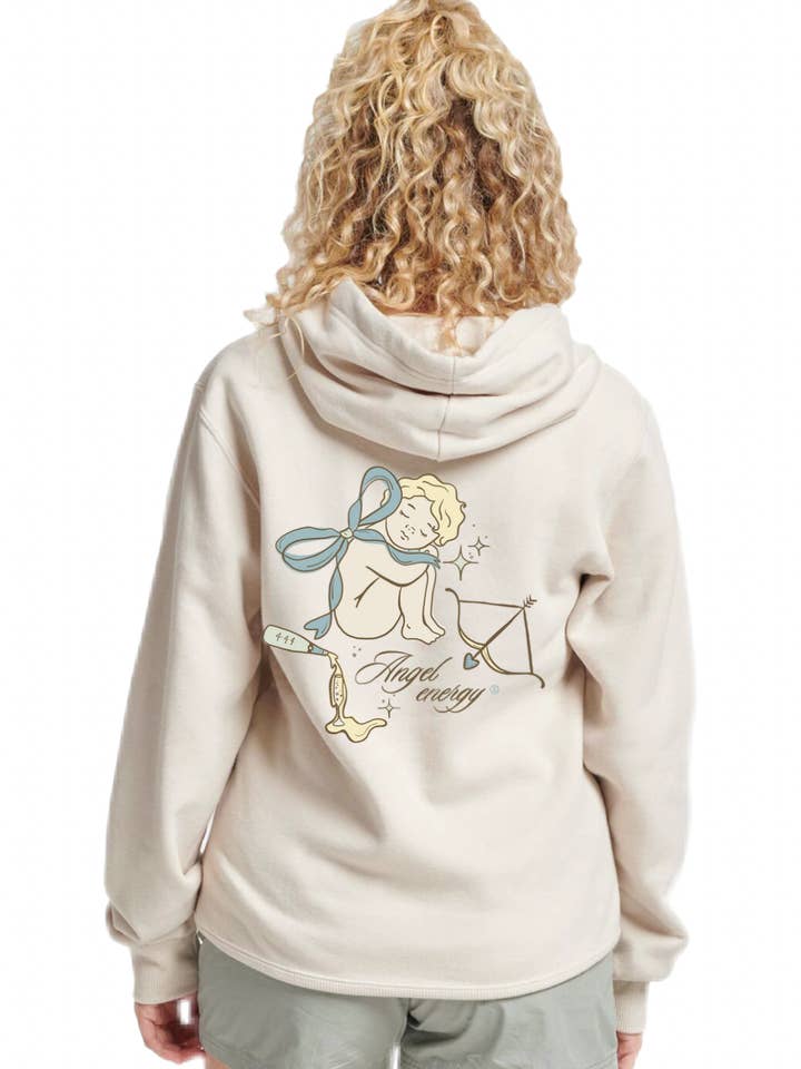 Angel Energy Cotton Beige Hoodie Girly Vibes for wholesale by Serendipity Designs