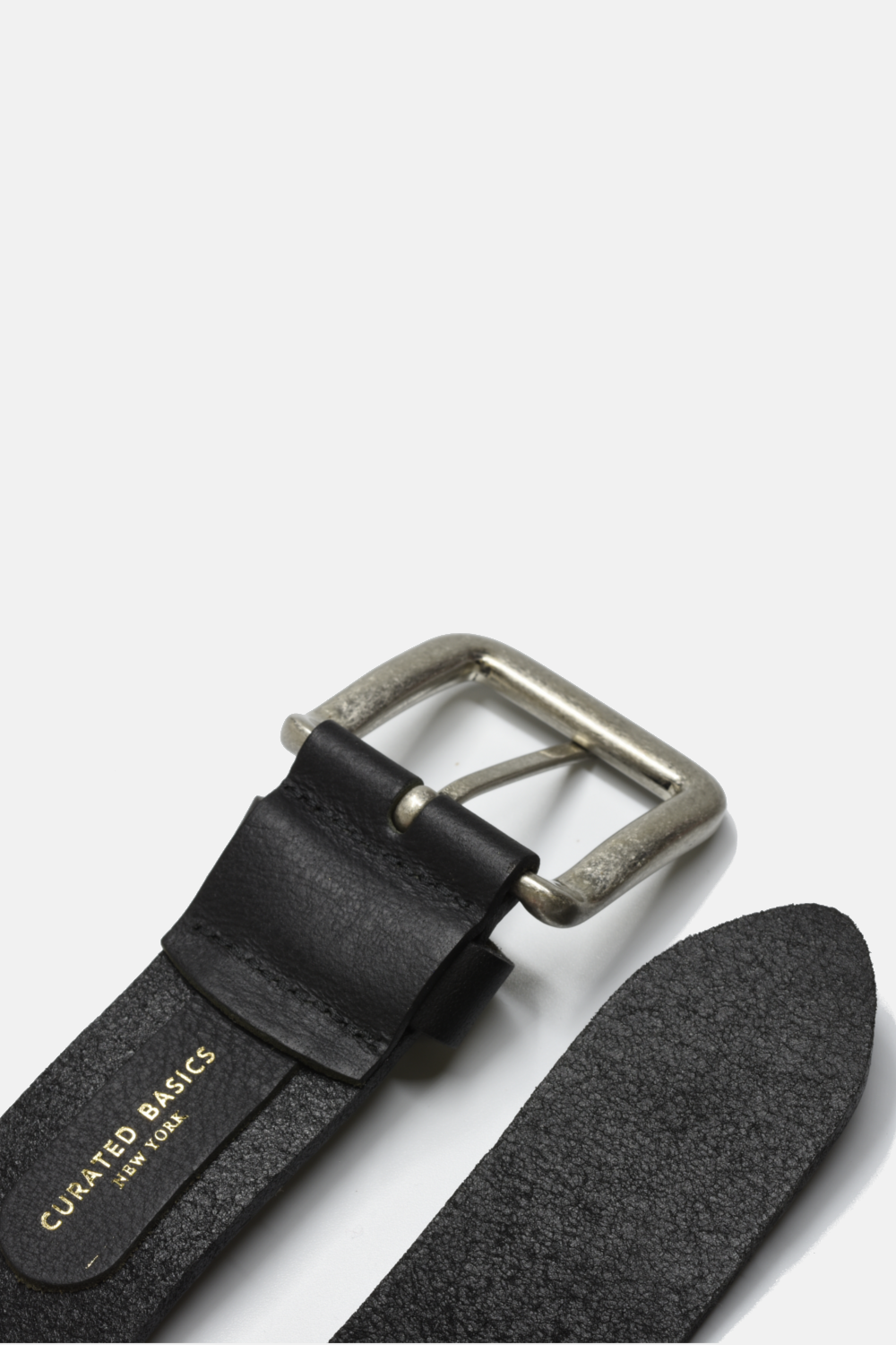 Curated Basics - Wholesale Belt - Unisex - Wide Black Leather on Steel Buckle Belt1