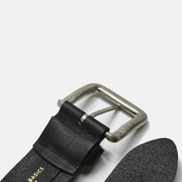 Curated Basics - Wholesale Belt - Unisex - Wide Black Leather on Steel Buckle Belt1