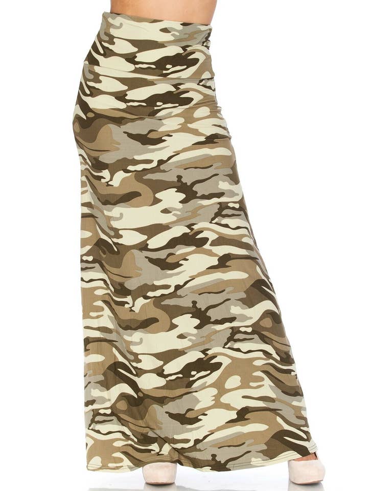 USA Fashion - Vendita all'ingrosso Gonna - Donna - Maxi gonna mimetica liscia al burro - 5 colori