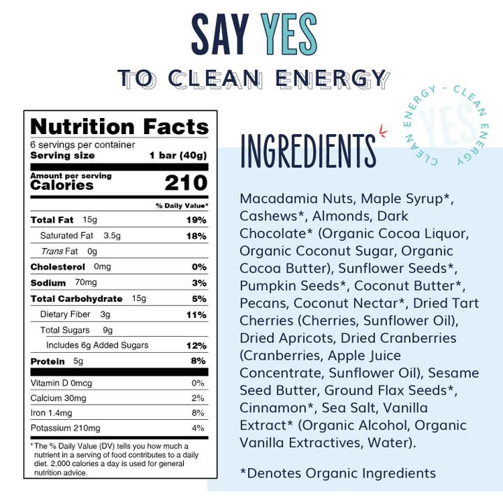 YES Bar® - Premium Real Food Snack Bars - Wholesale Snack Bar - Macadamia Cherry Chocolate - Gourmet Plant-Based Snack Bar