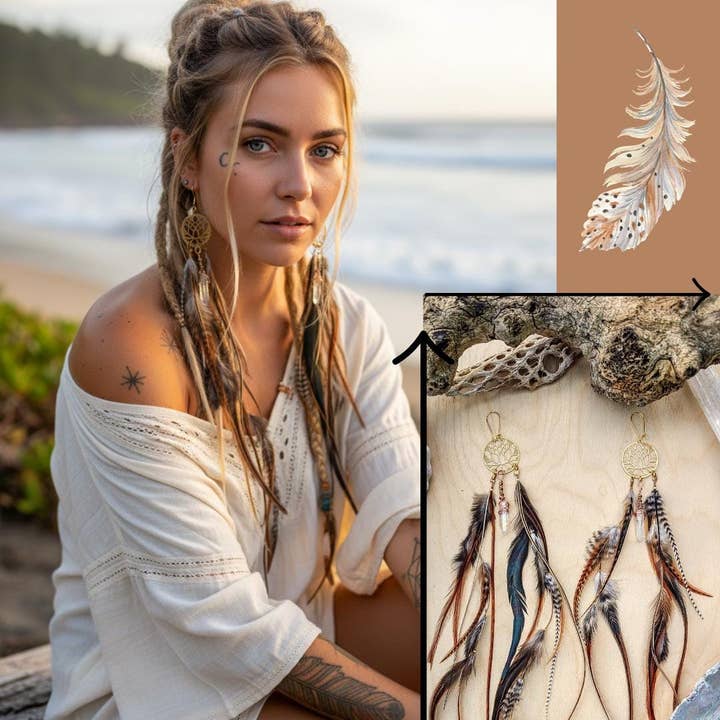 Sacred Lotus Feather Earrings with Rainbow Aura Quartz and other Purchase Wholesale aura spirit quartz. Free Returns & Net 60 Terms on Faire trending on Faire.