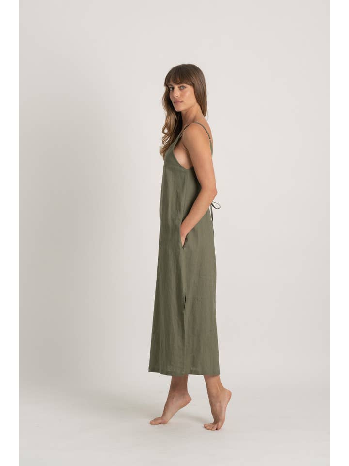 LUXMII - Wholesale Dress – Women's - Basique Slip Dress Khaki5