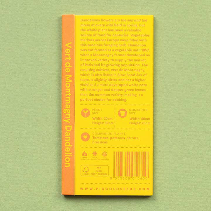 Piccolo Seeds - Wholesale Plant Seeds - Dandelion Vert de Montmagny2
