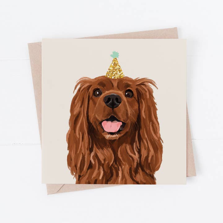 Tarjeta de felicitación de cumpleaños para perro King Charles para venta al por mayor de Richarts Designs