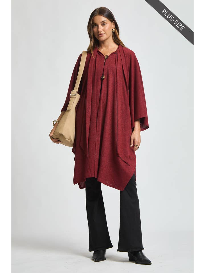 Dear Scarlett - Wholesale Poncho - Women's - PLUS SIZE Flowy Draped Poncho Top19