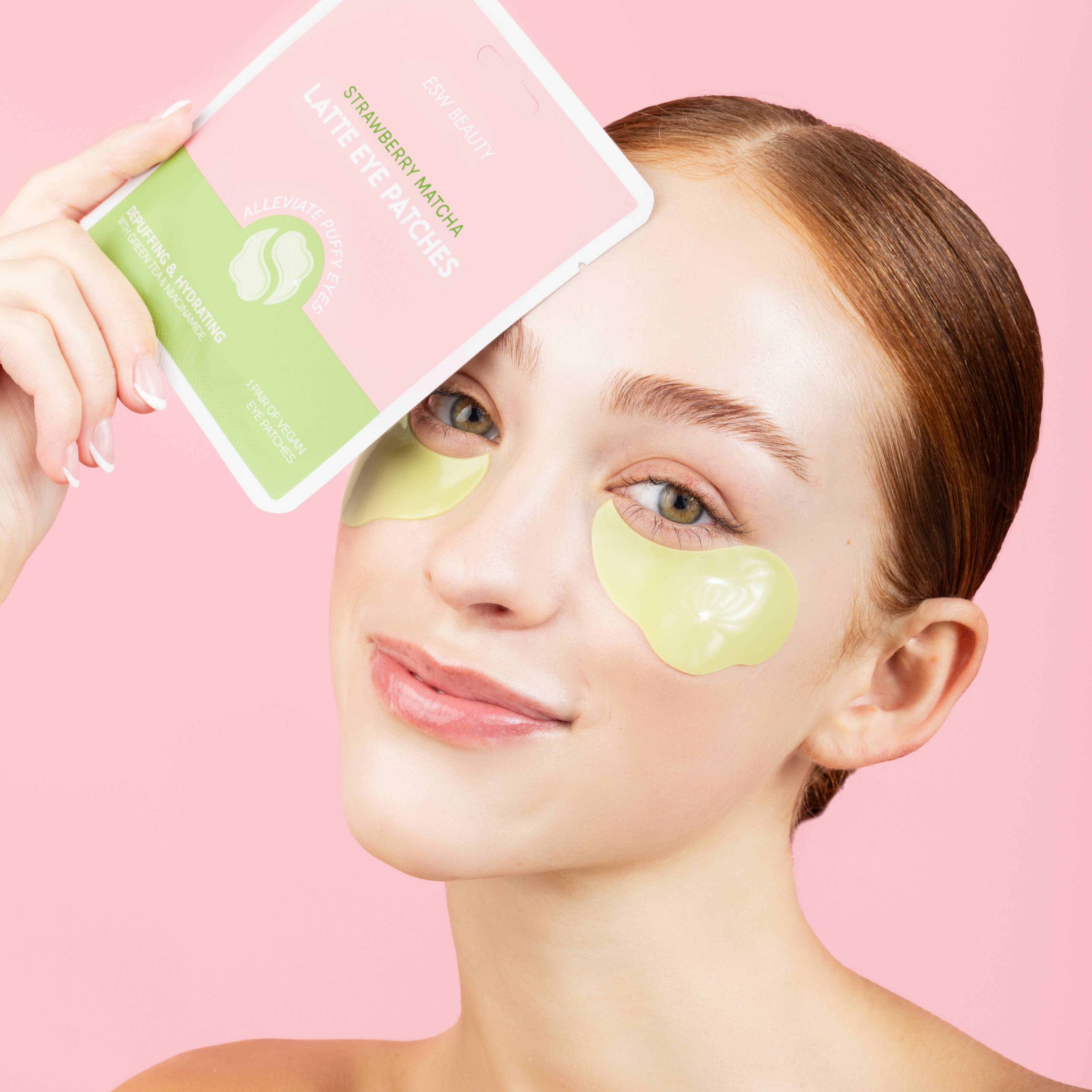 ESW Beauty – wholesale Eye treatment mask – Strawberry Matcha Latte Depuffing & Hydrating Eye Patches2