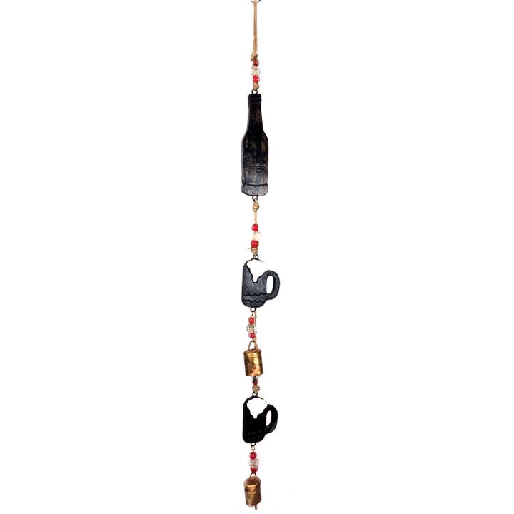 Jafsons International - Wholesale Wind Chime - Mango Wood Bell Chimes - Beer Vintage Black 32"