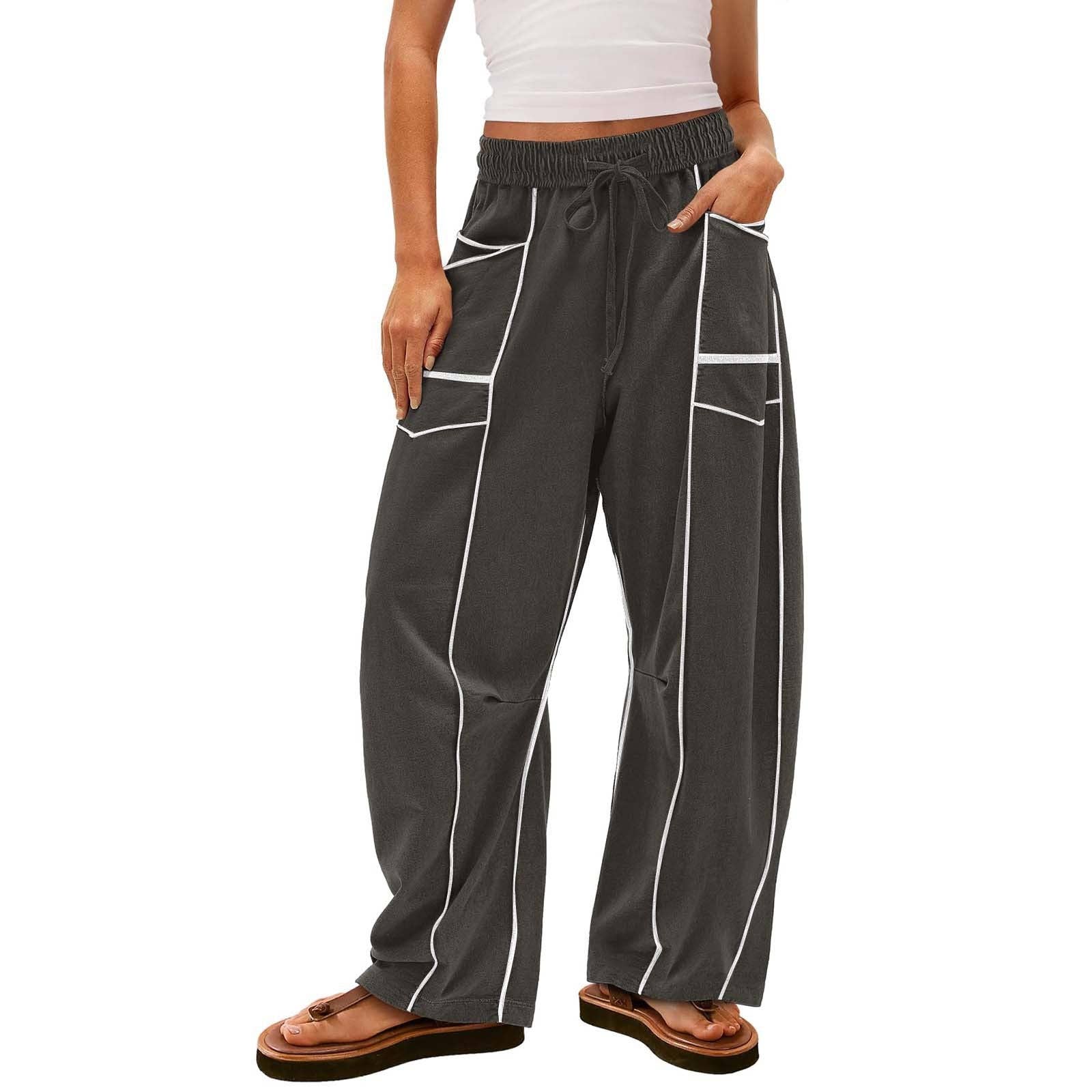 Dipped Shop - Wholesale Pants - Women's - Simple Drawstring Mid-Waist Causal Pants DP25F54710
