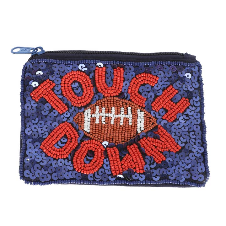 SP Sophia Collection - Wholesale Coin Purse - Women's - Game Day Football beaded Sequin Coin Bag8
