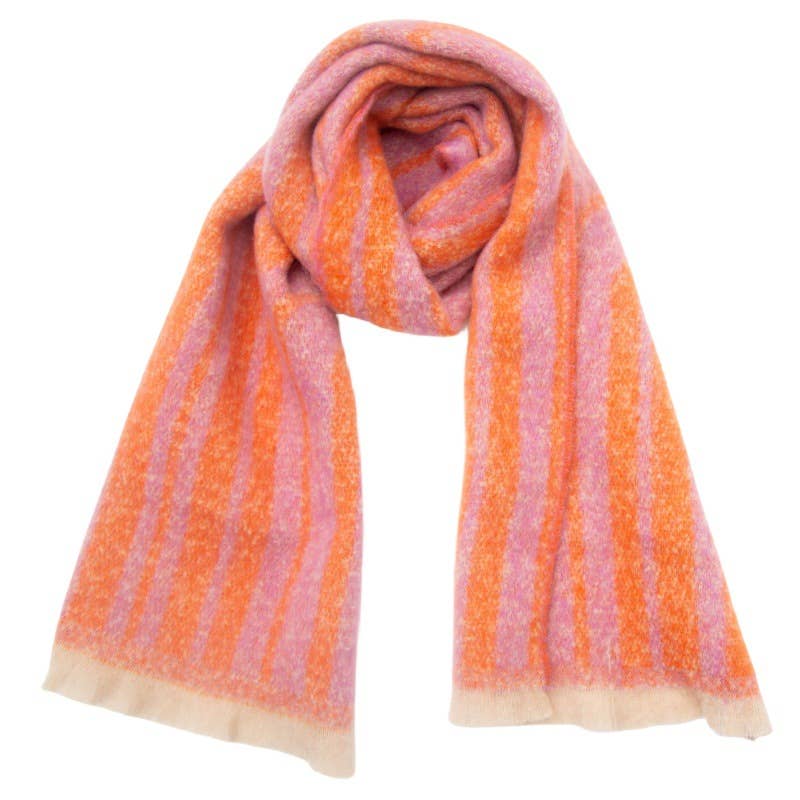 Adorro - Wholesale Scarf - Women's - Soft Chunky Abstract/Geometric Lines Fleece Scarf (8 colors)