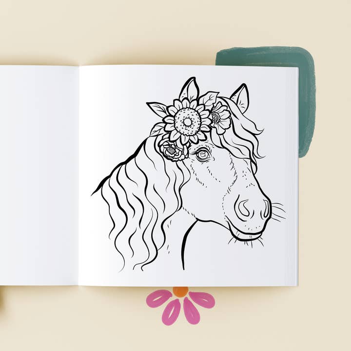 Middlefork & Co. - Wholesale Coloring & Activity Book - Adult - Flowered Farm Friends: Cheerful Coloring Book Adults & Teens3