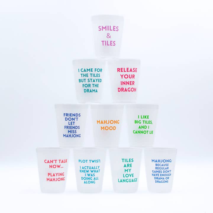 Mahjong Frosted Cups  |  10 Different Designs in Every Pack for wholesale by My Fair Mahjong
