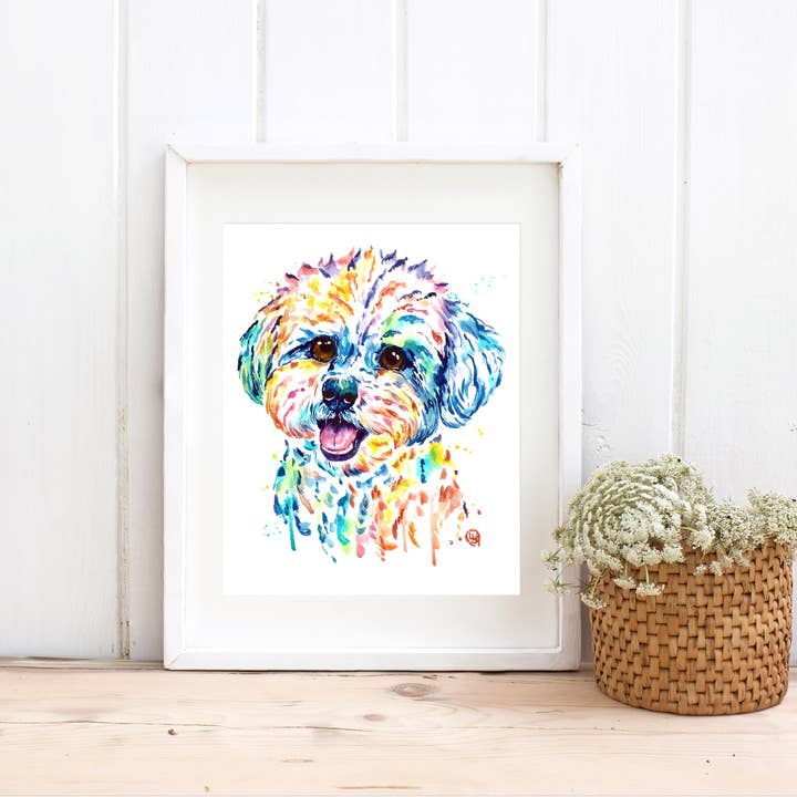 Bichon Artwork - Watercolor Dog Painting, Toy Breed for wholesale by Whitehouse Art