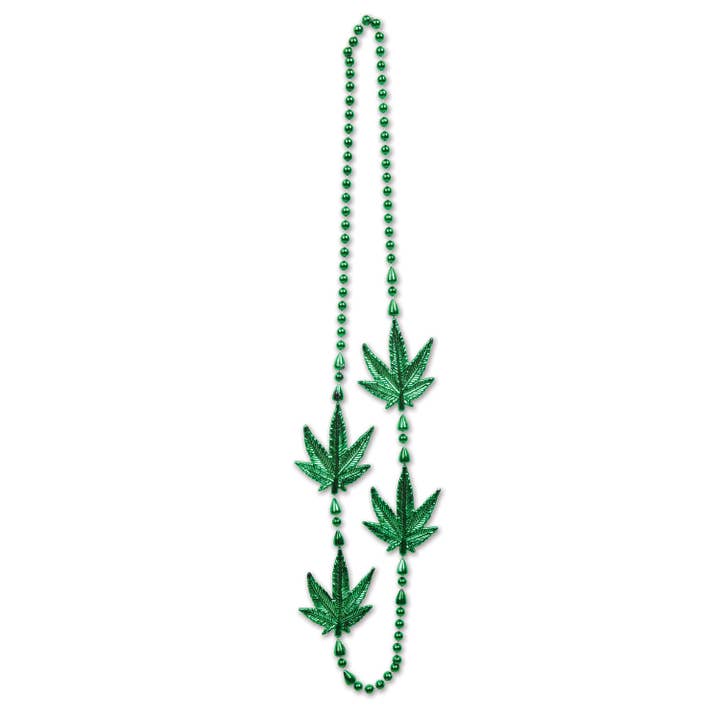 40" Weed Beads, Green Novelty Bead Necklace for wholesale by Beistle