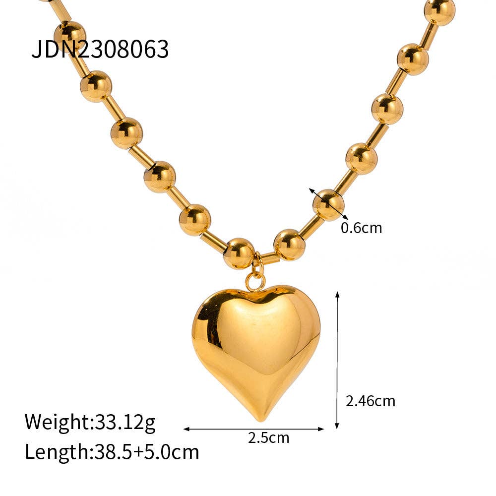 Dipped Shop - Wholesale Pendant/Charm Necklace - Cubic Love Pendant Bead Chain Necklace DPJN09060