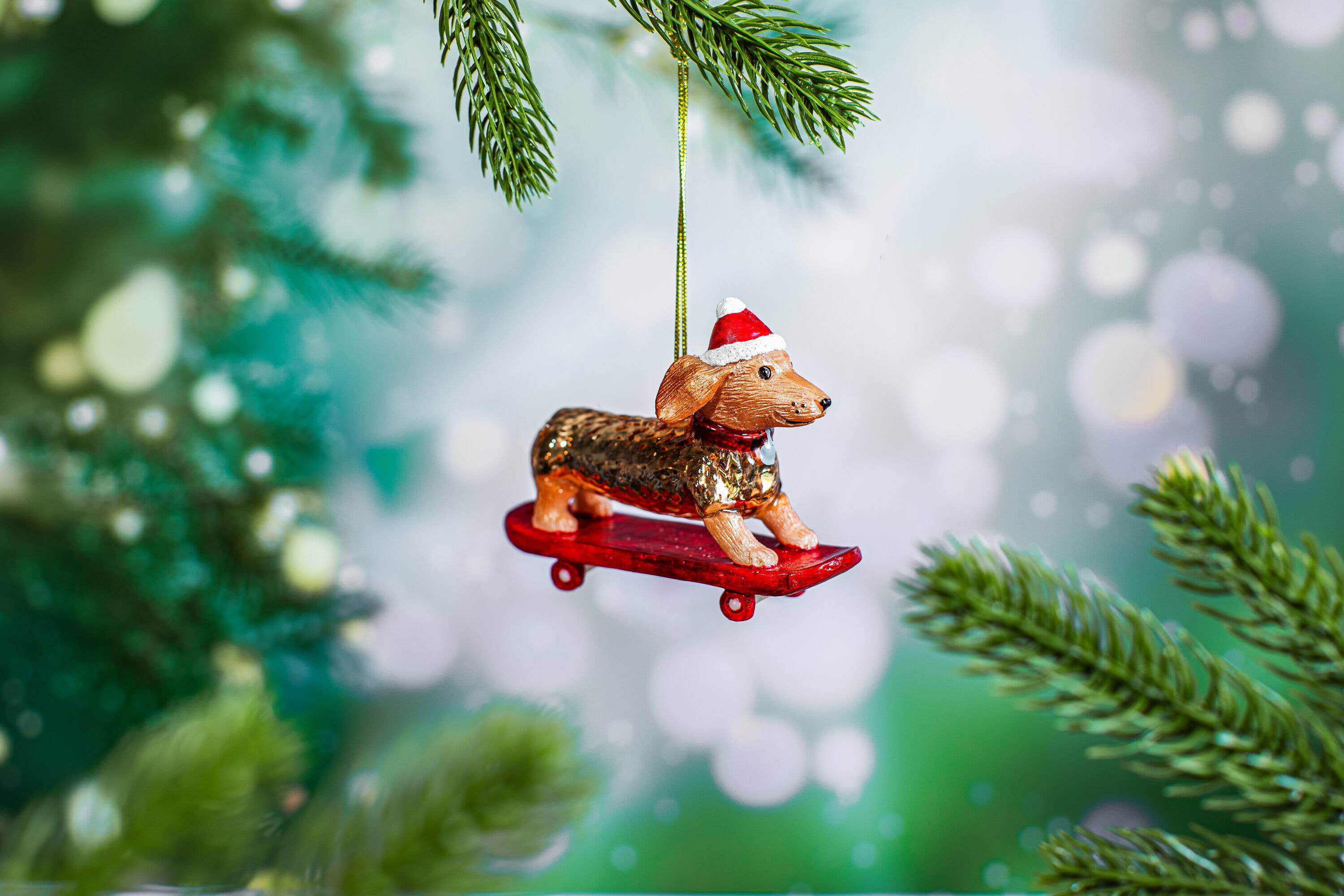 Sass & Belle Europe - Wholesale Christmas Decoration - Skateboarding Sausage Dog Shaped Bauble1