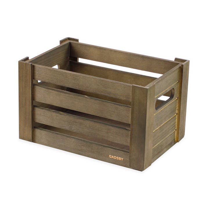 Wooden Storage Crate | 28 x 18.5cm | Stackable - Olive Grey for wholesale by Gadsby