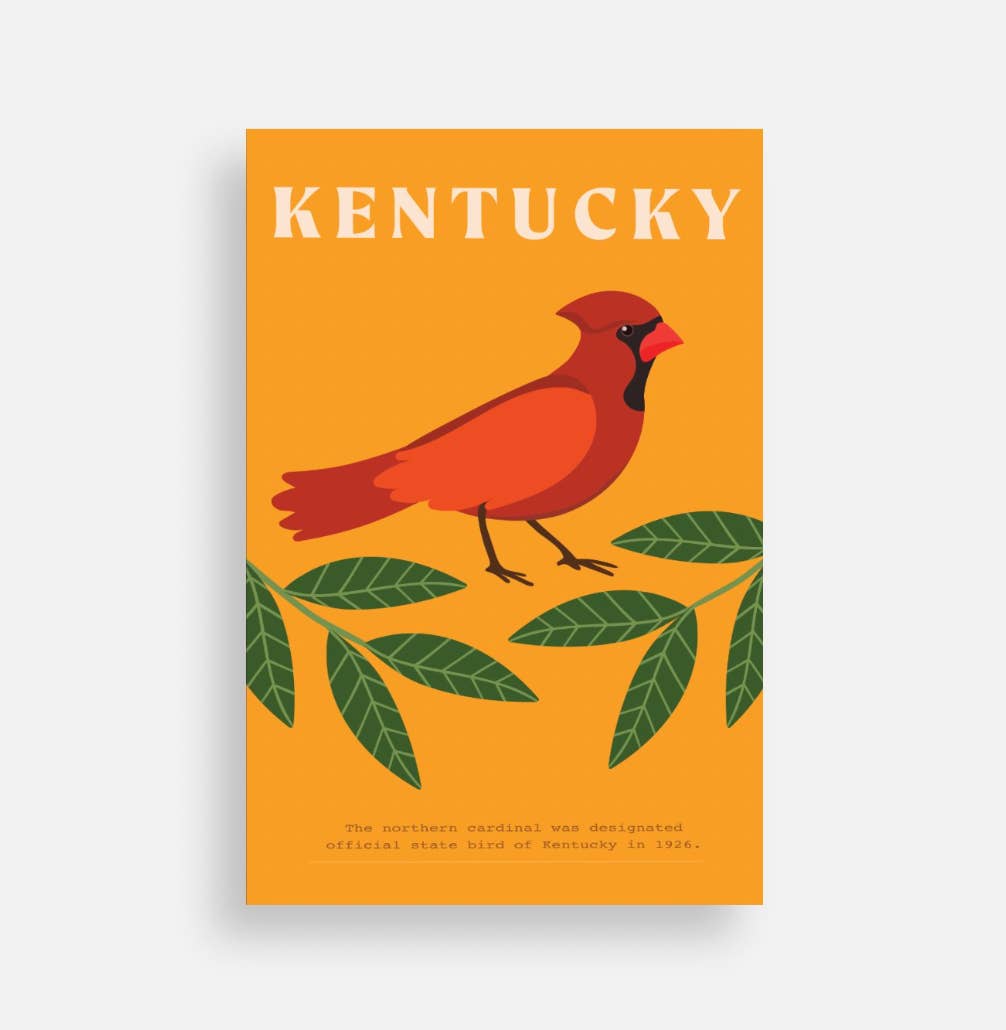 Jessica Holly Creative - Wholesale Postcard - Kentucky State Bird Cardinal Soft Touch Postcard, 4x6in