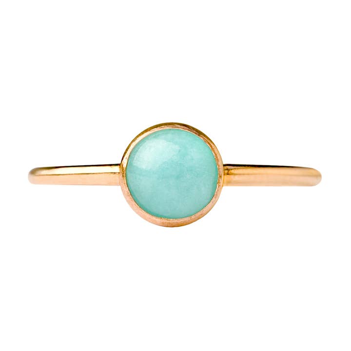Medium Amazonite blå sten Goldfill runde Bezel Ring for engroshandel hos Mineral and Matter